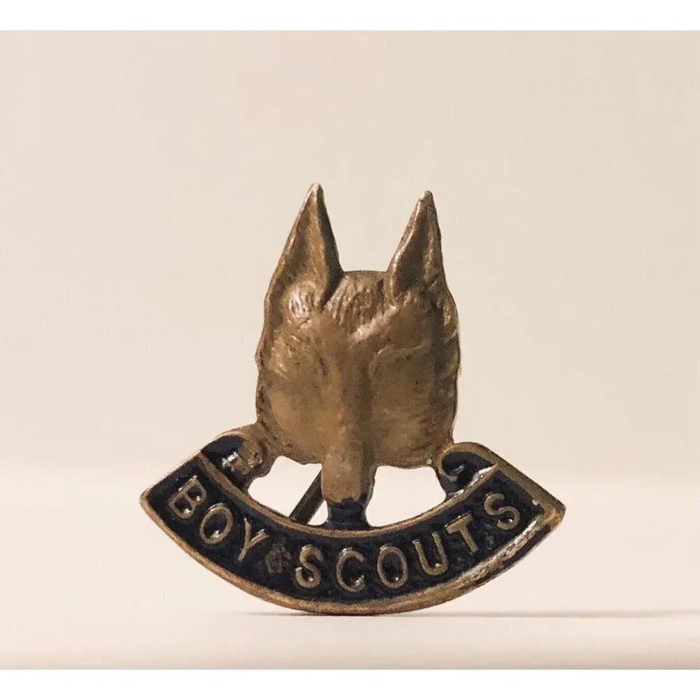 Vintage Boy Scouts Badge Wolf Head Pin